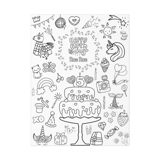 Girls Birthday Themed Coloring Poster